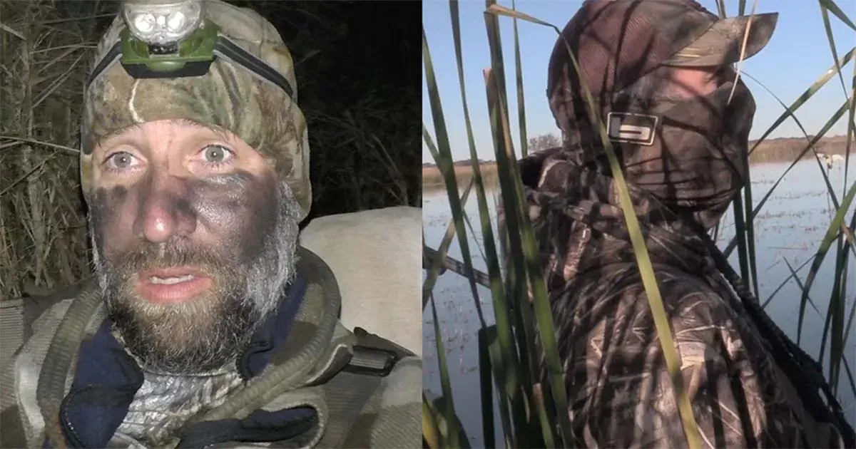 Duck Hunting Face Paint (left) vs. with a Face Mask (right).